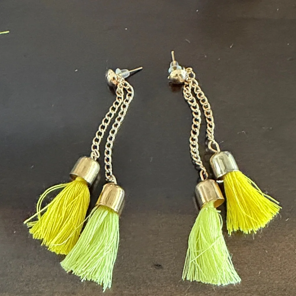 Gold and Yellow Tassel Earrings-NEW